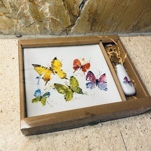 New platter and spreading knife with water colour by artist Dean Courser NWOT